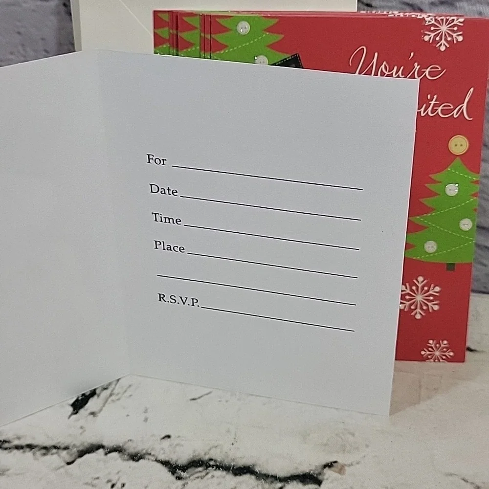 Hallmark Stationary Christmas Party Invitations Snowman Glitter Lot If 10